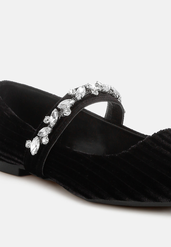 women diamante brooch velvet ballerinas#color_black