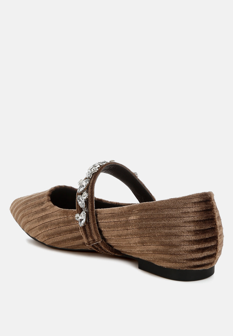 women diamante brooch velvet ballerinas#color_brown