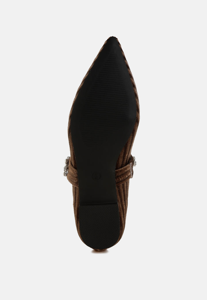 women diamante brooch velvet ballerinas#color_brown