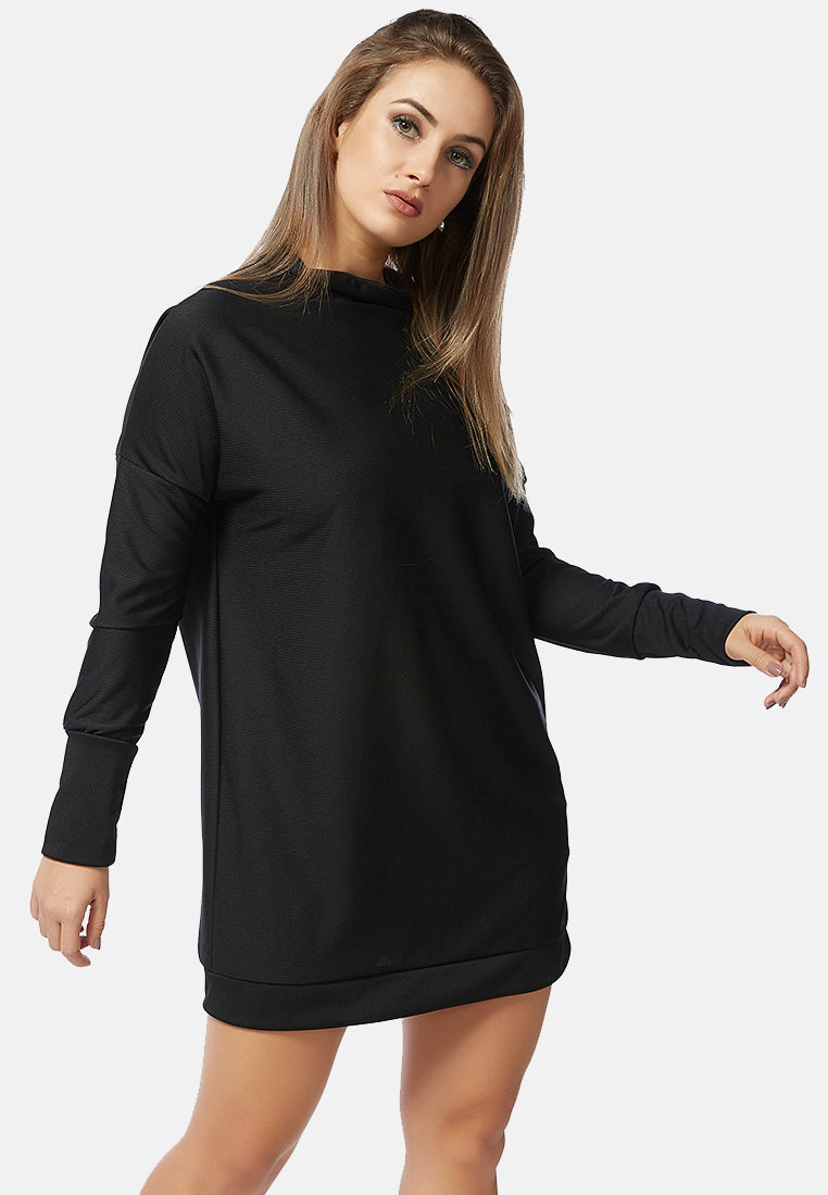women drop shoulder dress#color_black