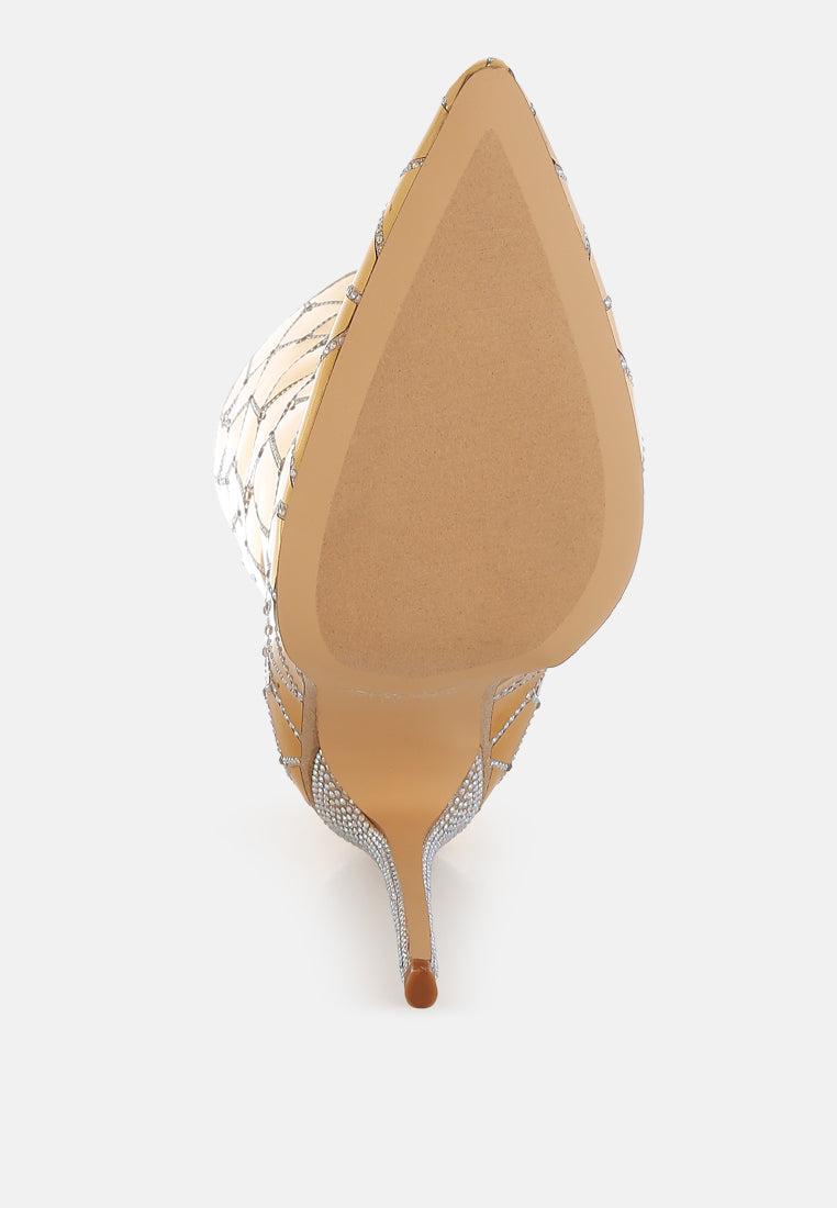 women rhinestones embellished metallic boots#color_gold