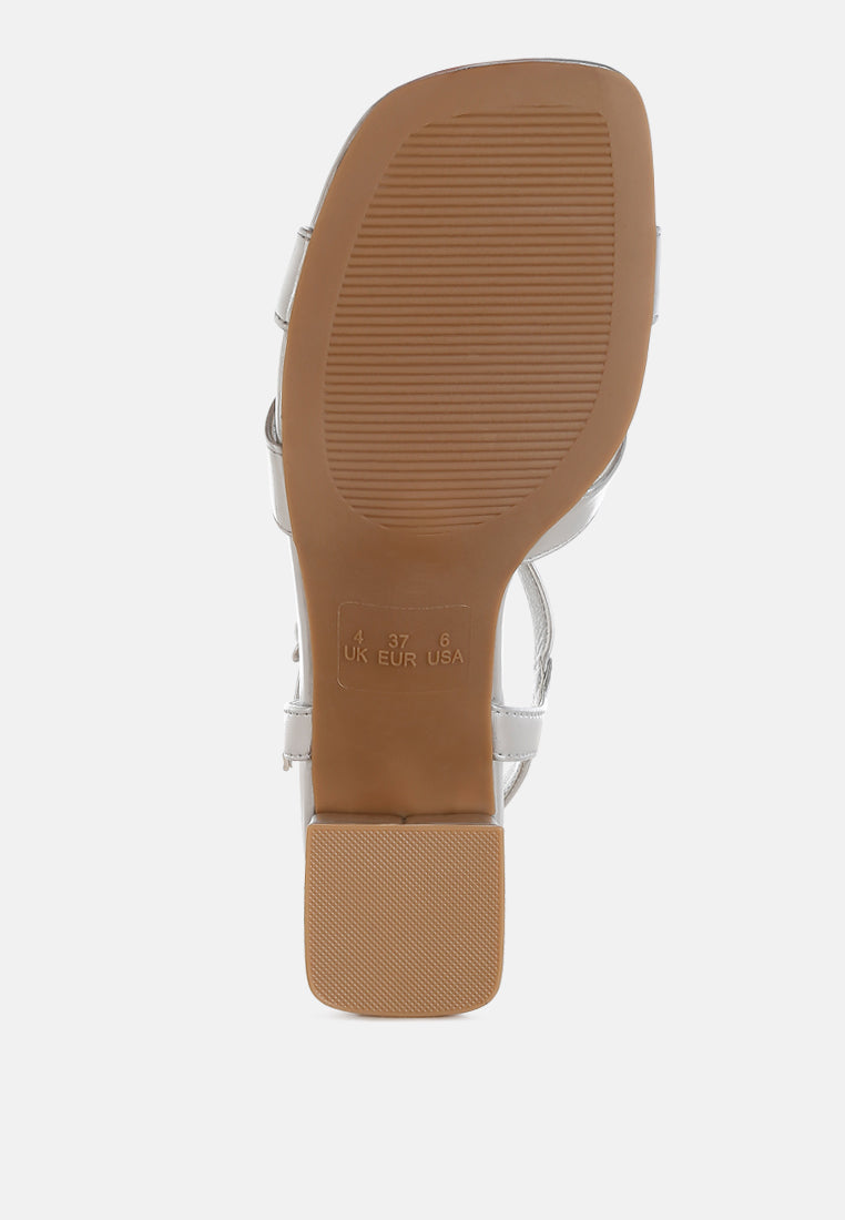 women square toe block heel sandals#color_silver