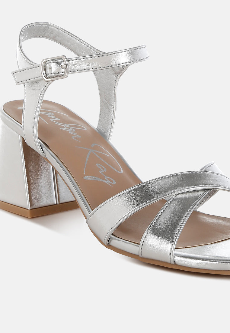 women square toe block heel sandals#color_silver