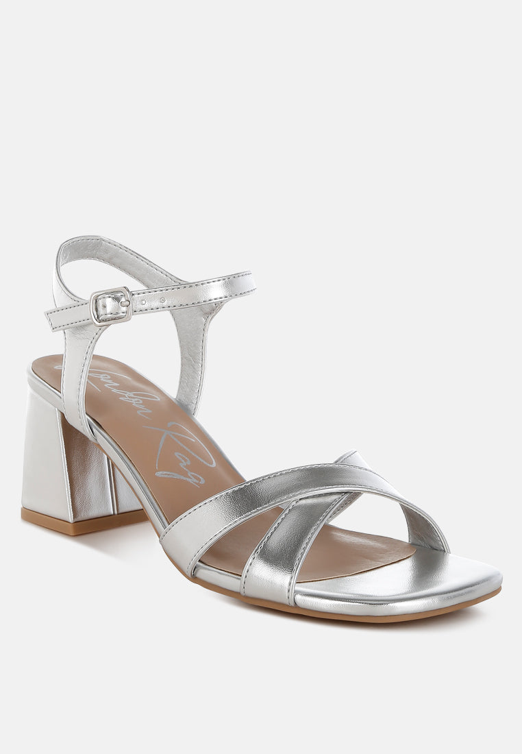women square toe block heel sandals#color_silver
