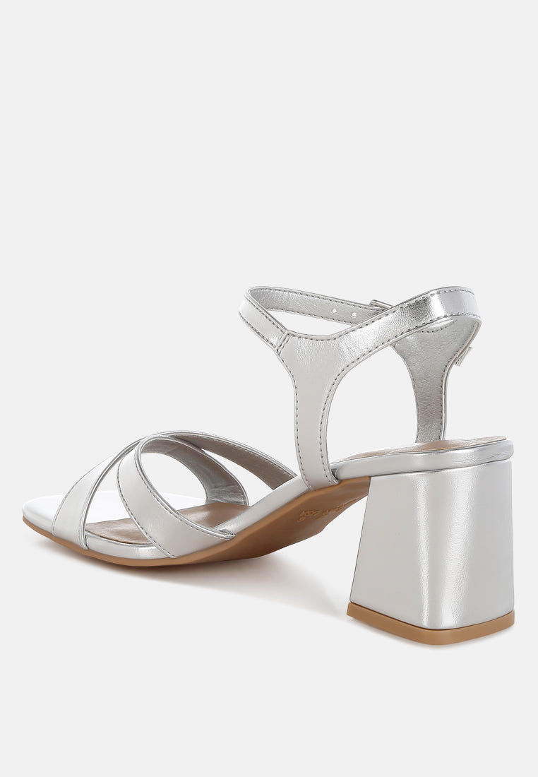women square toe block heel sandals#color_silver