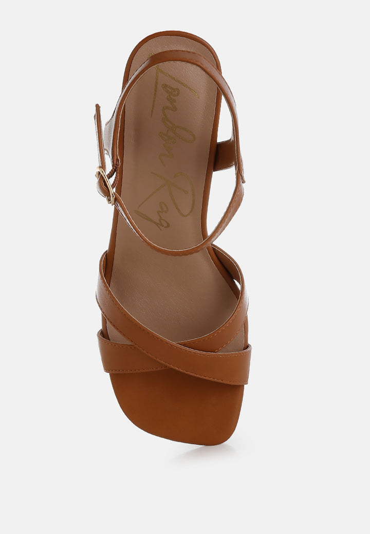 women square toe block heel sandals#color_tan