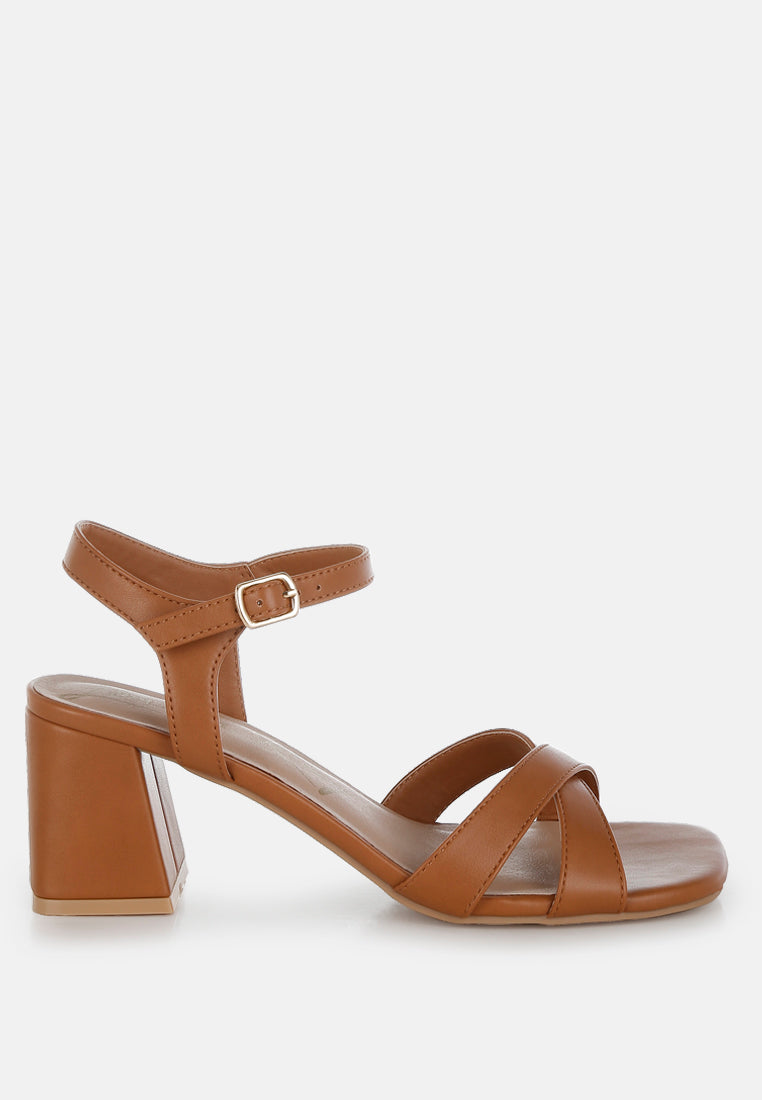 women square toe block heel sandals#color_tan