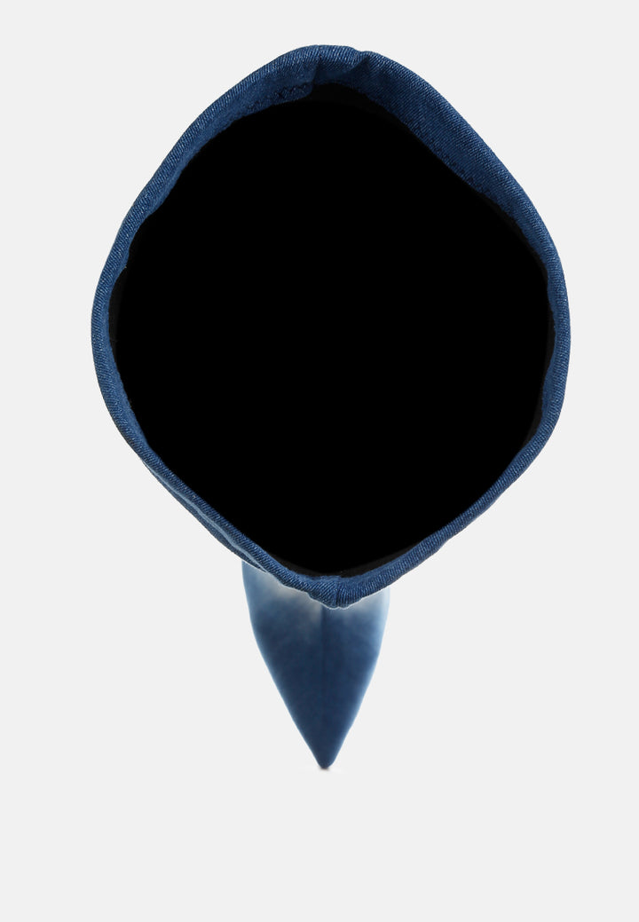 women rhinestones knee high denim boots#color_dark blue