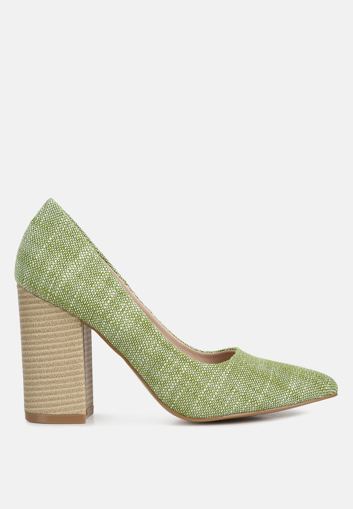 women wide fit chic block heel pumps#color_green