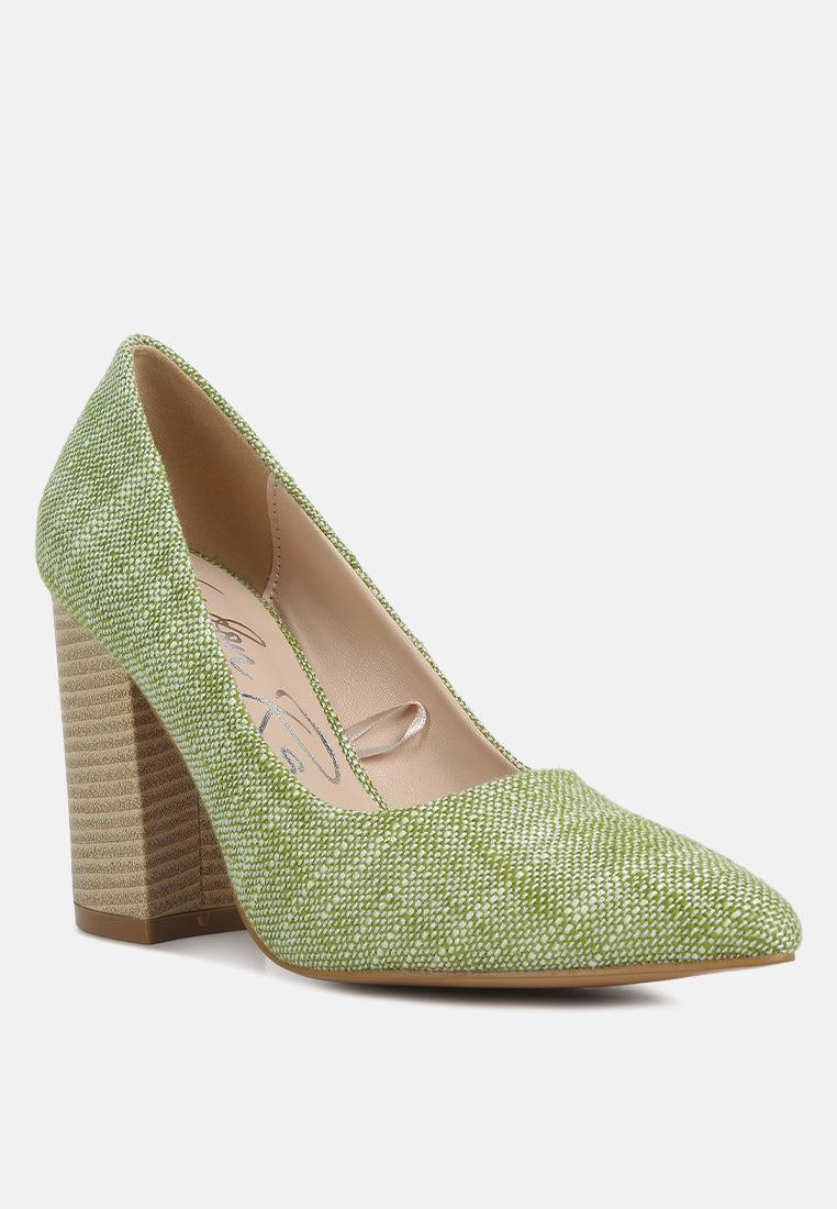 women wide fit chic block heel pumps#color_green
