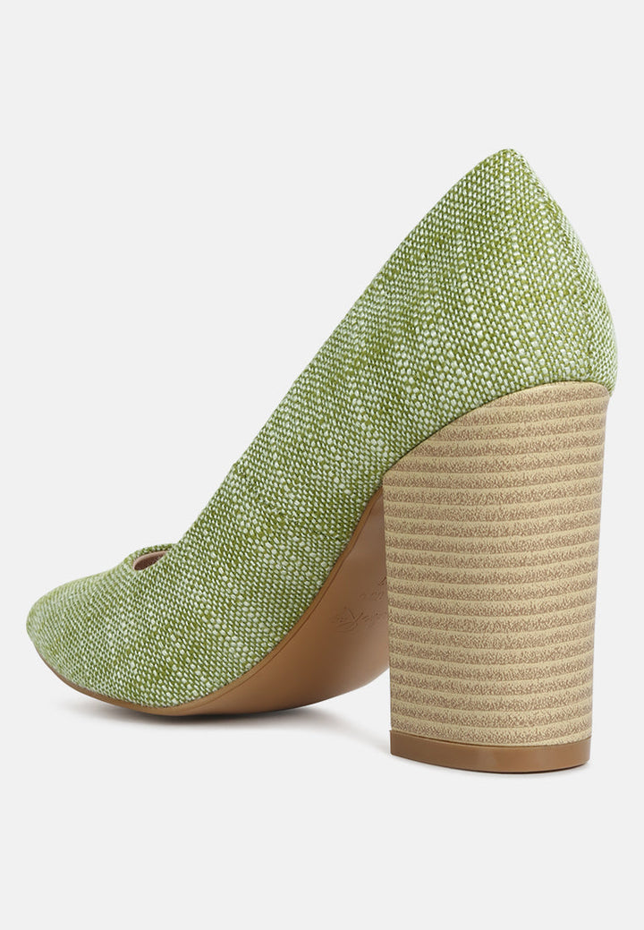 women wide fit chic block heel pumps#color_green
