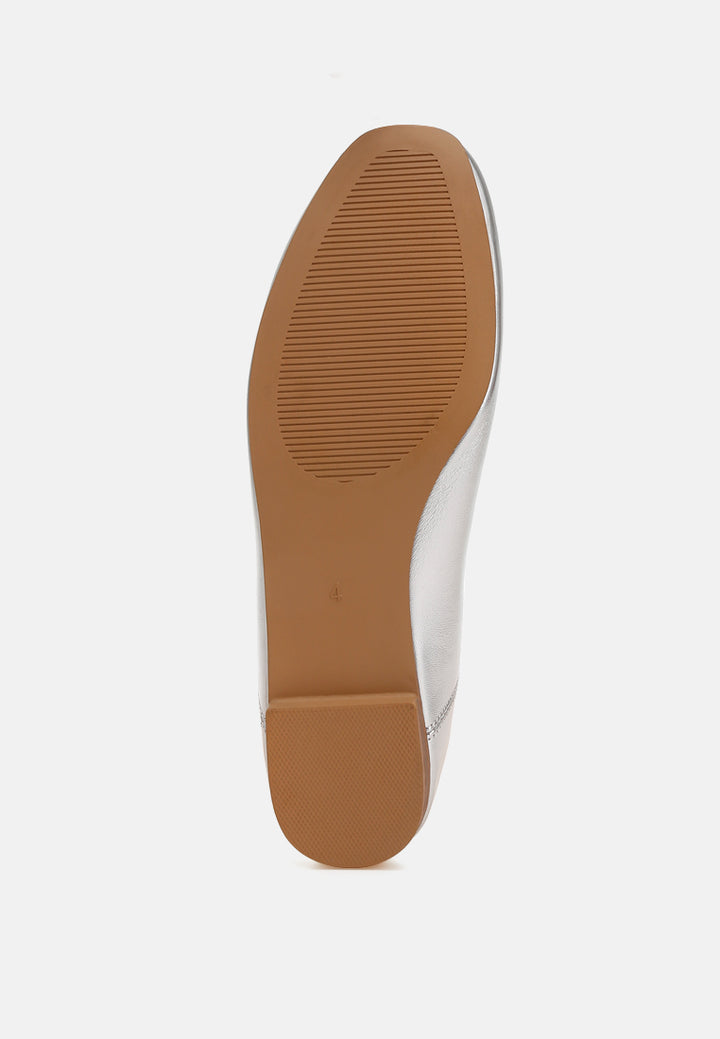 Women Bow Detail Metallic Ballerinas