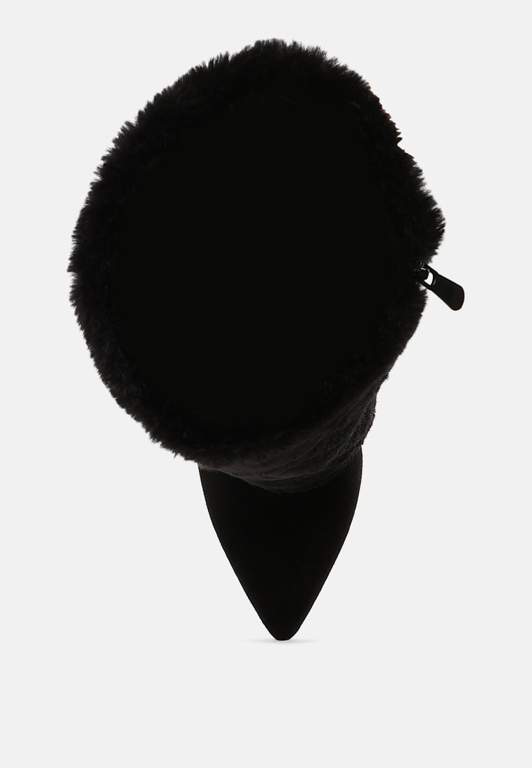 women fold-over calf-high boots#color_black