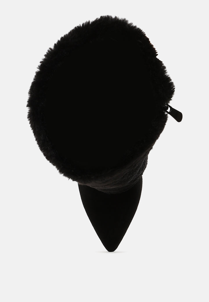 women fold-over calf-high boots#color_black