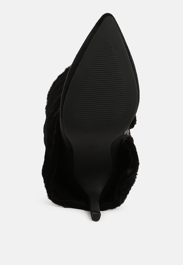 women fold-over calf-high boots#color_black