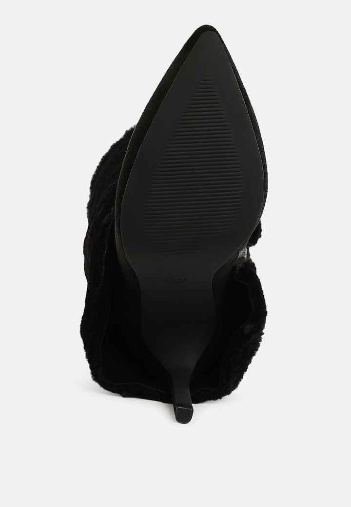 women fold-over calf-high boots#color_black