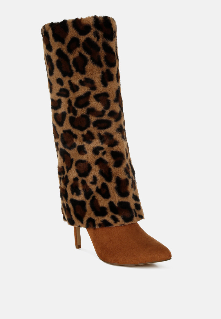women fold-over calf-high boots#color_leopard