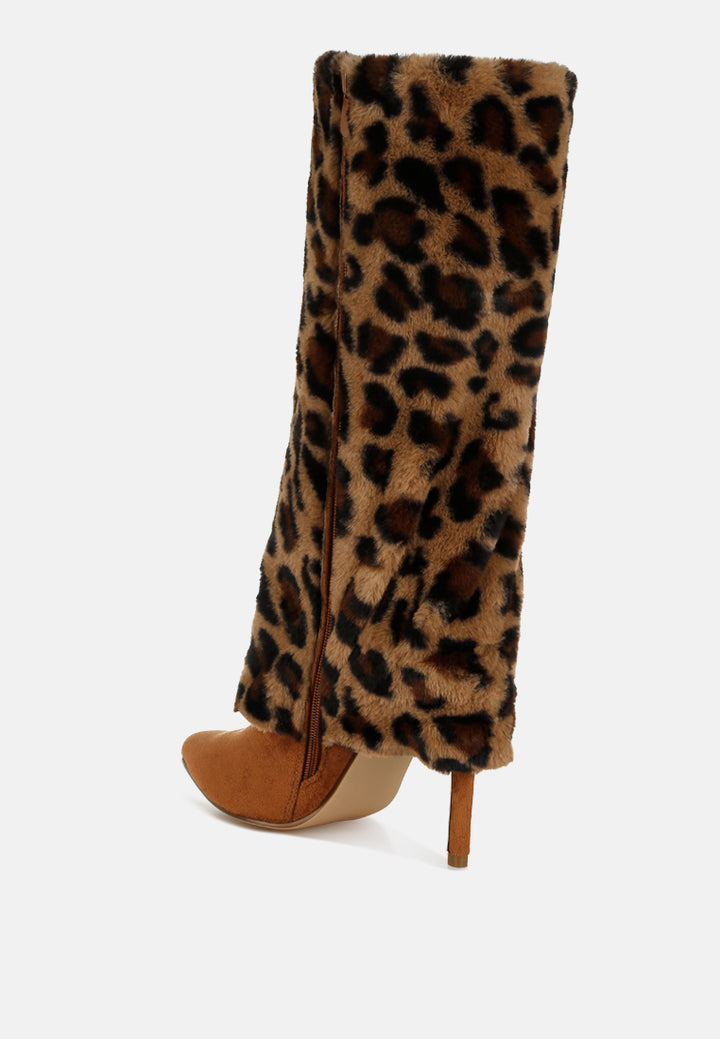 women fold-over calf-high boots#color_leopard