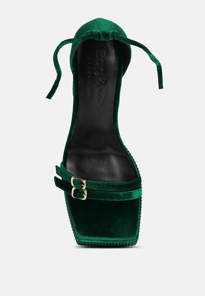 women high platform diamante lace up sandals#color_green