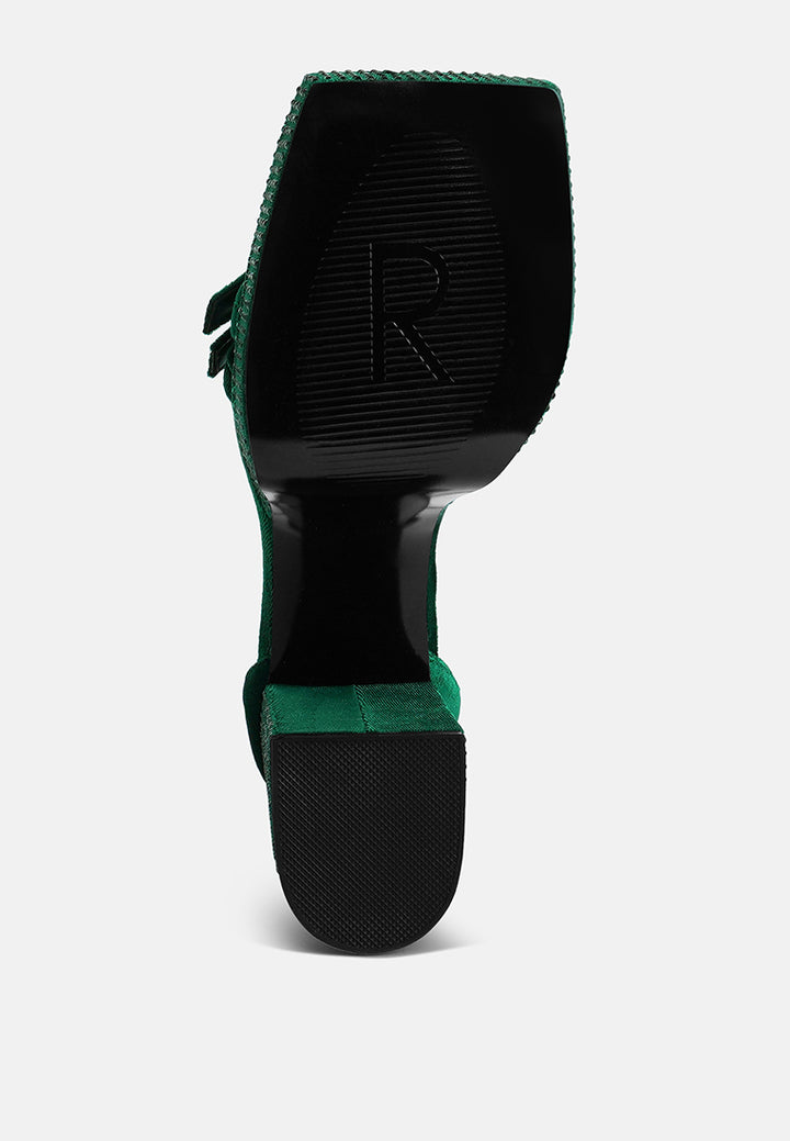 women high platform diamante lace up sandals#color_green