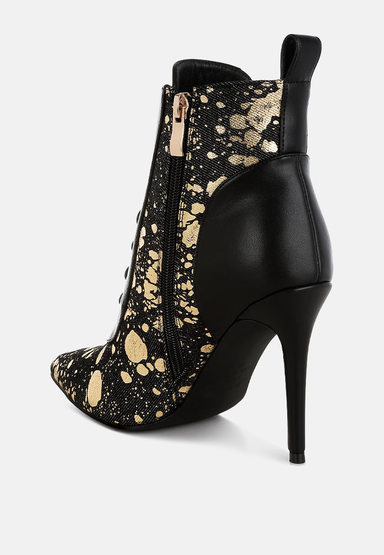 abstract pattern lace-up ankle boots#colour_black