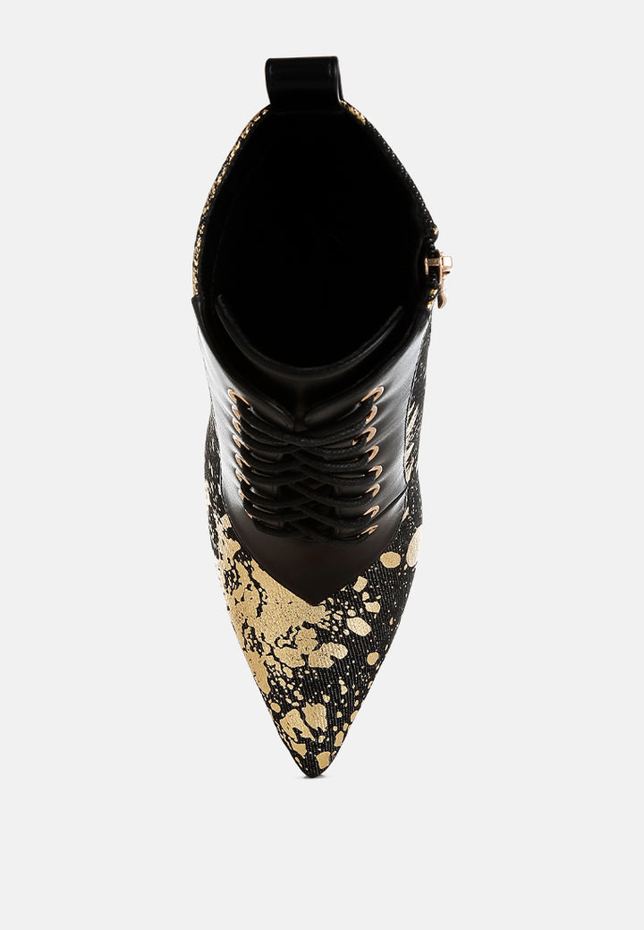abstract pattern lace-up ankle boots#colour_black