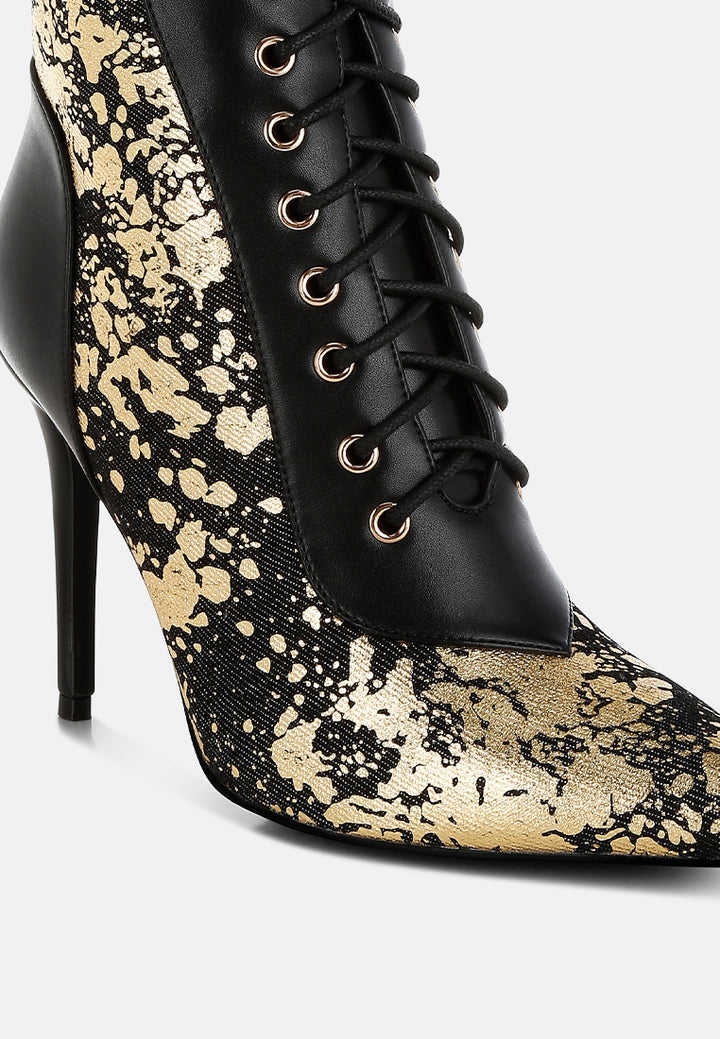 abstract pattern lace-up ankle boots#colour_black