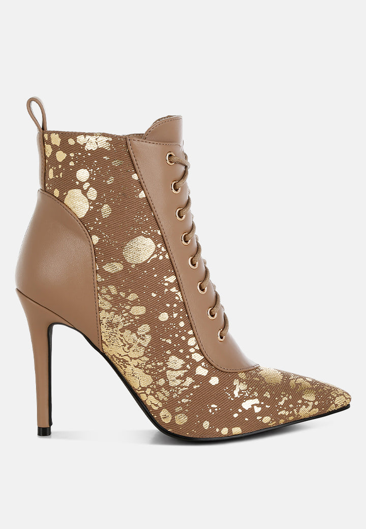 abstract pattern lace-up ankle boots#colour_brown