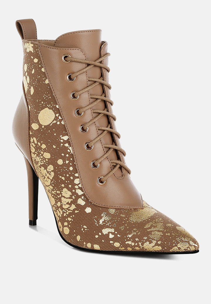 abstract pattern lace-up ankle boots#colour_brown