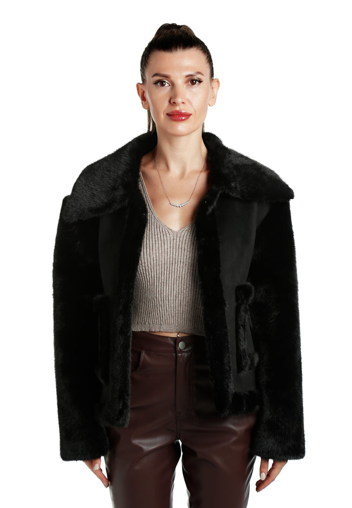 faux fur jacket#color_black