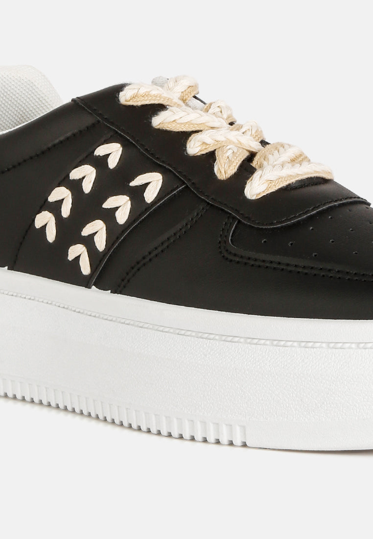 women cross stitch detail sneakers#color_black