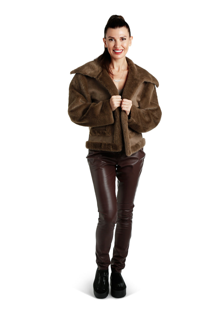 faux fur jacket#color_chocolate