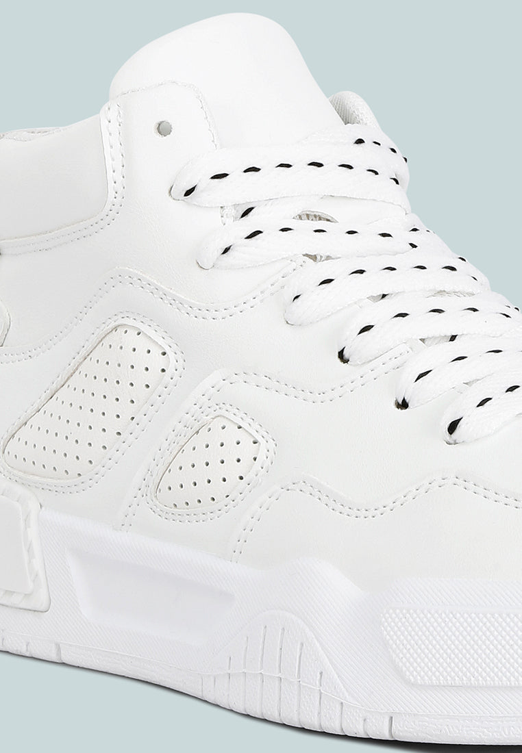men's panelling detail ankle length sneakers#color_white