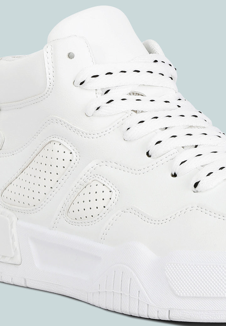 men's panelling detail ankle length sneakers#color_white