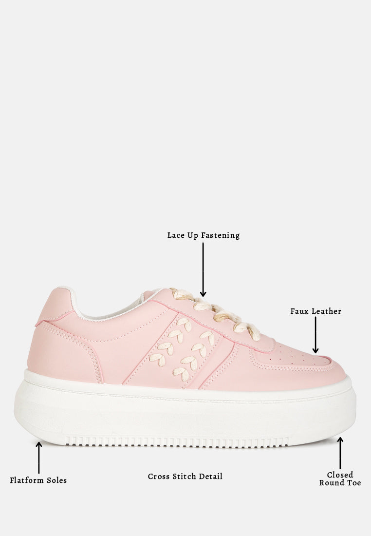 women cross stitch detail sneakers#color_blush