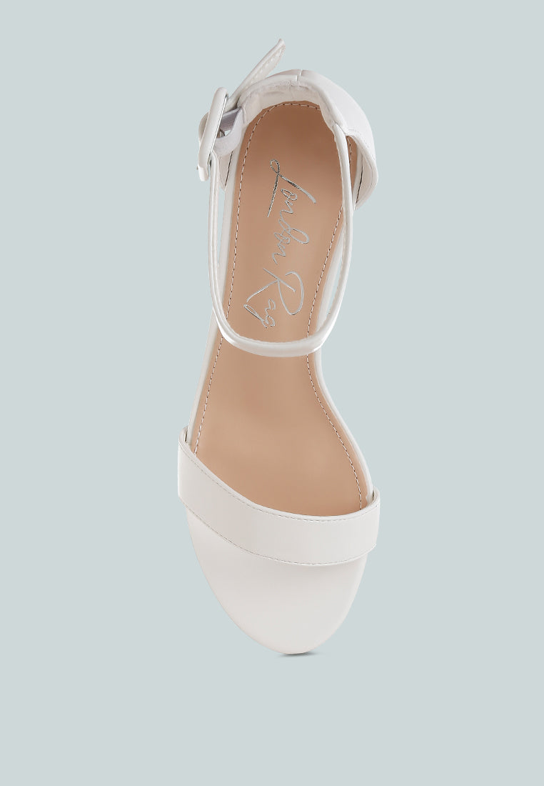 Women Faux Leather Kitten Heel Sandals