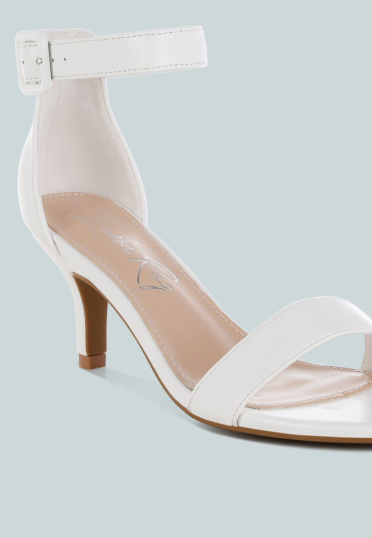Women Faux Leather Kitten Heel Sandals