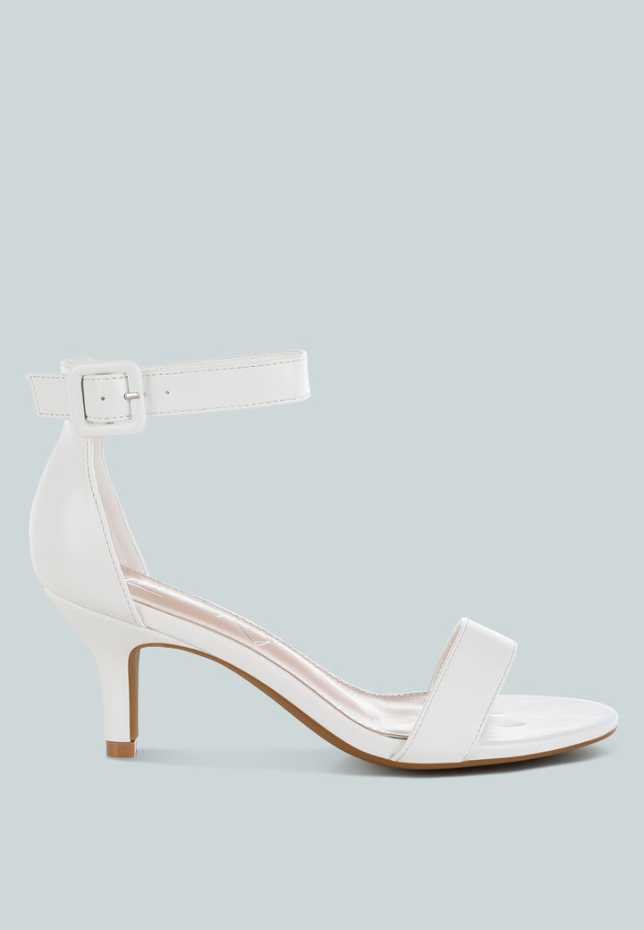 Women Faux Leather Kitten Heel Sandals