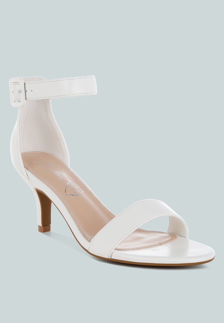 Women Faux Leather Kitten Heel Sandals