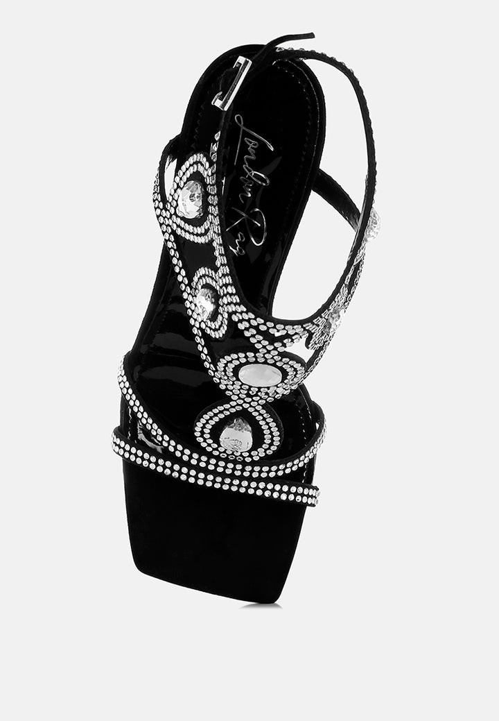 women diamante & rhinestones stiletto sandals#color_black