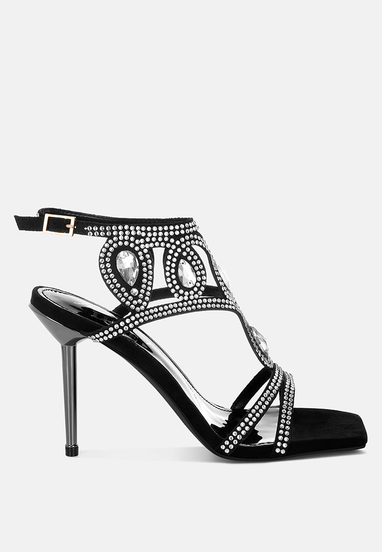 women diamante & rhinestones stiletto sandals#color_black