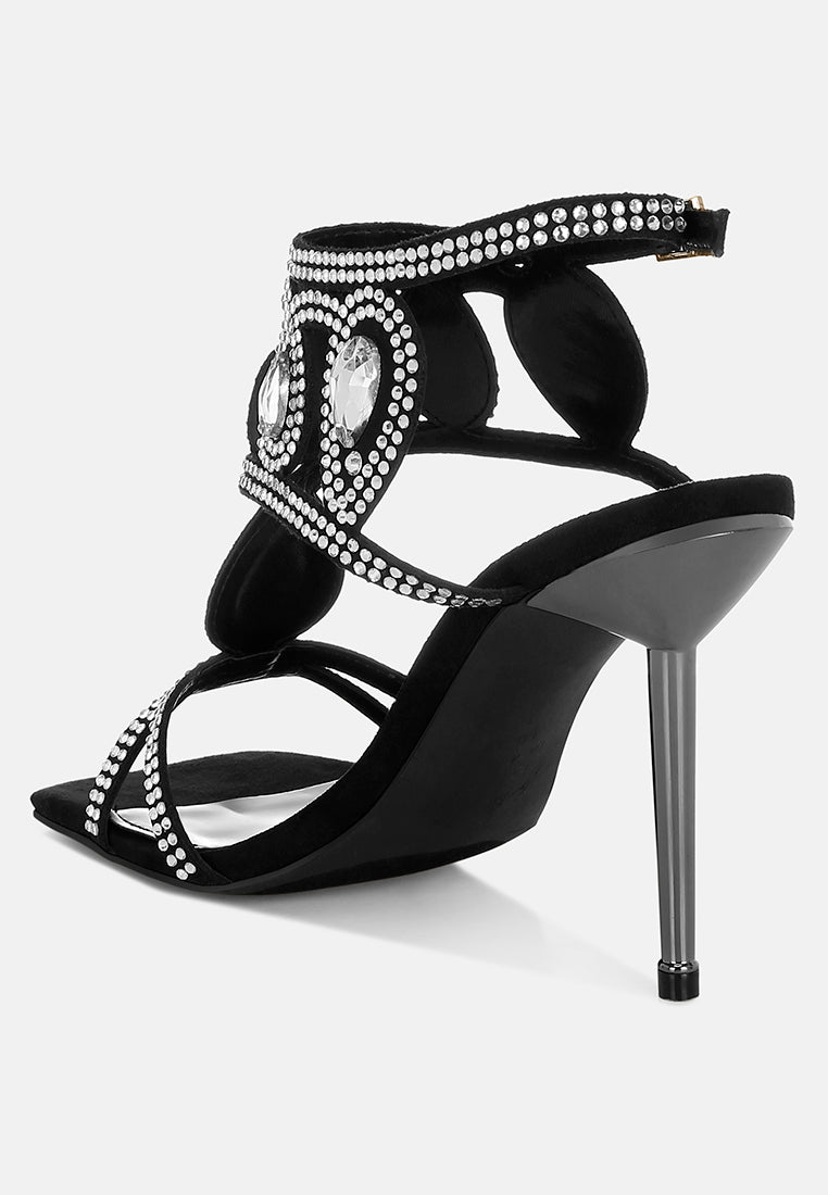 women diamante & rhinestones stiletto sandals#color_black