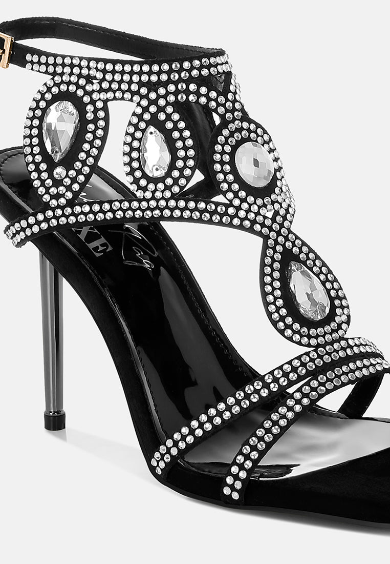 women diamante & rhinestones stiletto sandals#color_black
