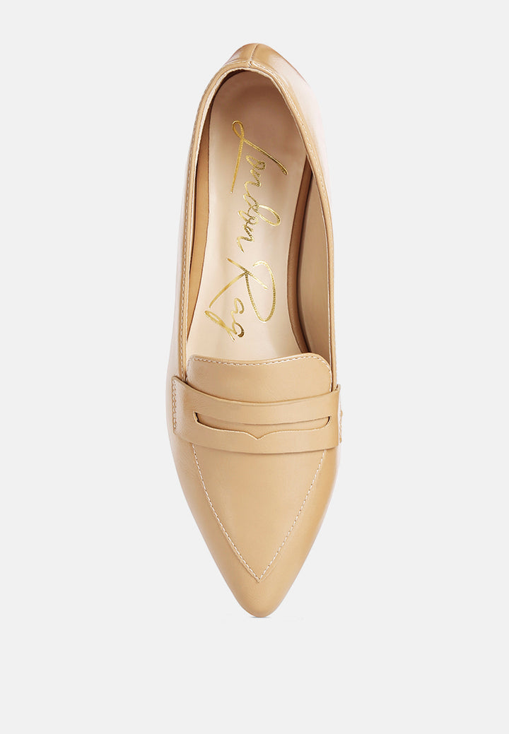 women flat formal loafers#color_beige