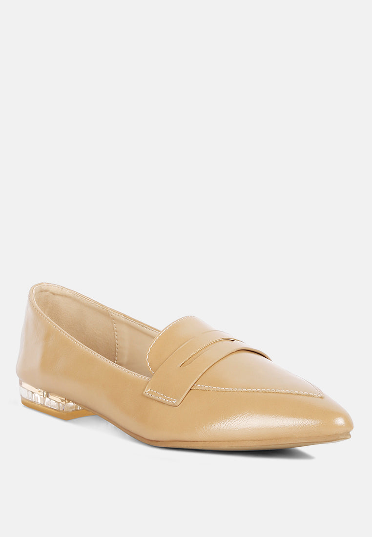 women flat formal loafers#color_beige