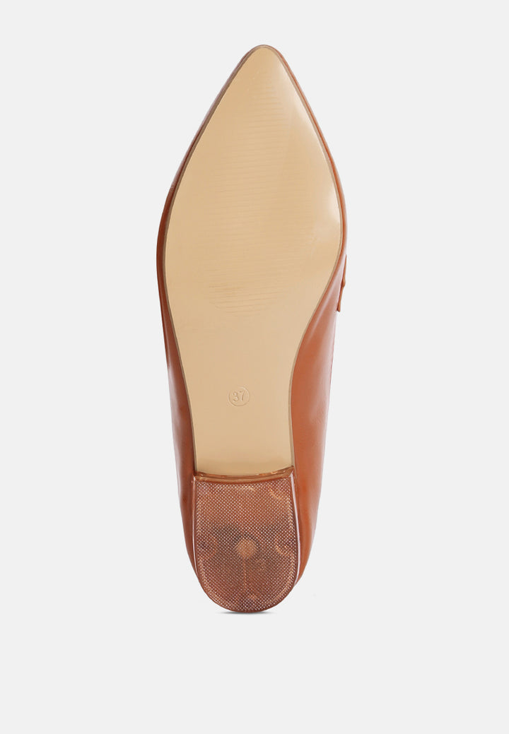women flat formal loafers#color_tan