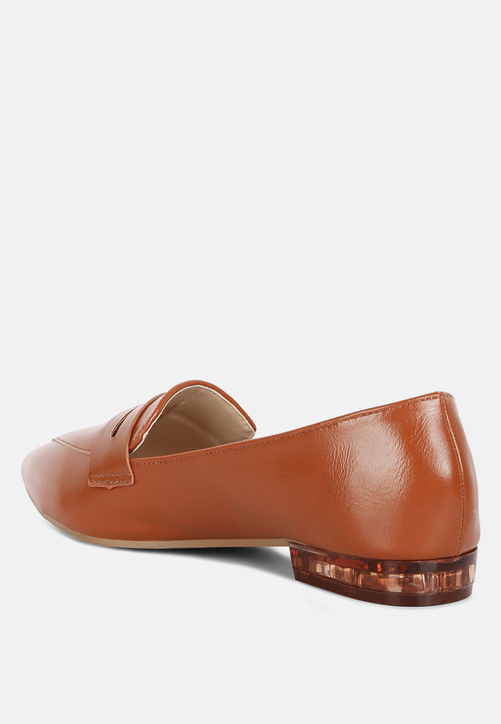 women flat formal loafers#color_tan