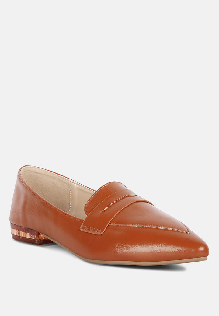 women flat formal loafers#color_tan