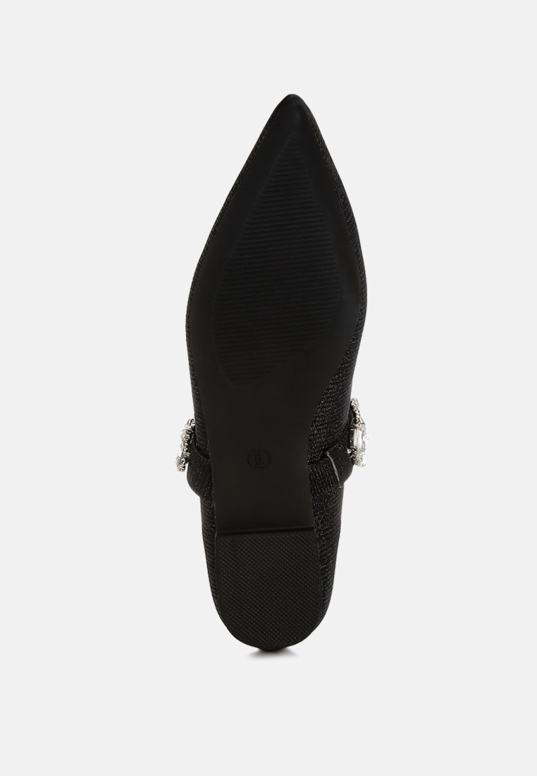 Women Diamante Brooch Glitter Ballerinas