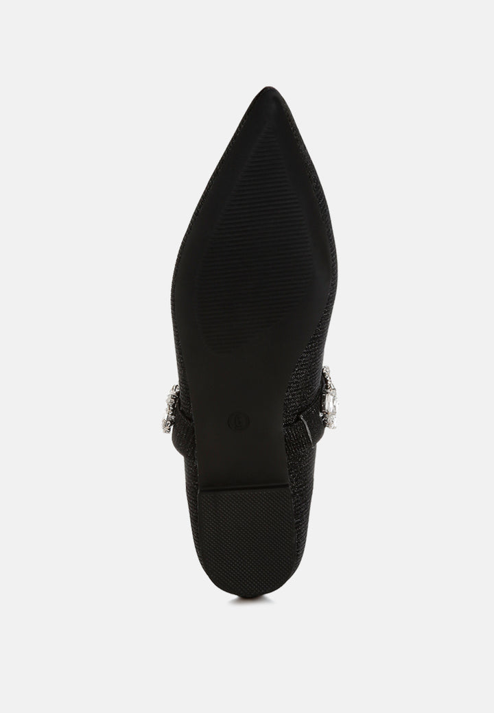 Women Diamante Brooch Glitter Ballerinas